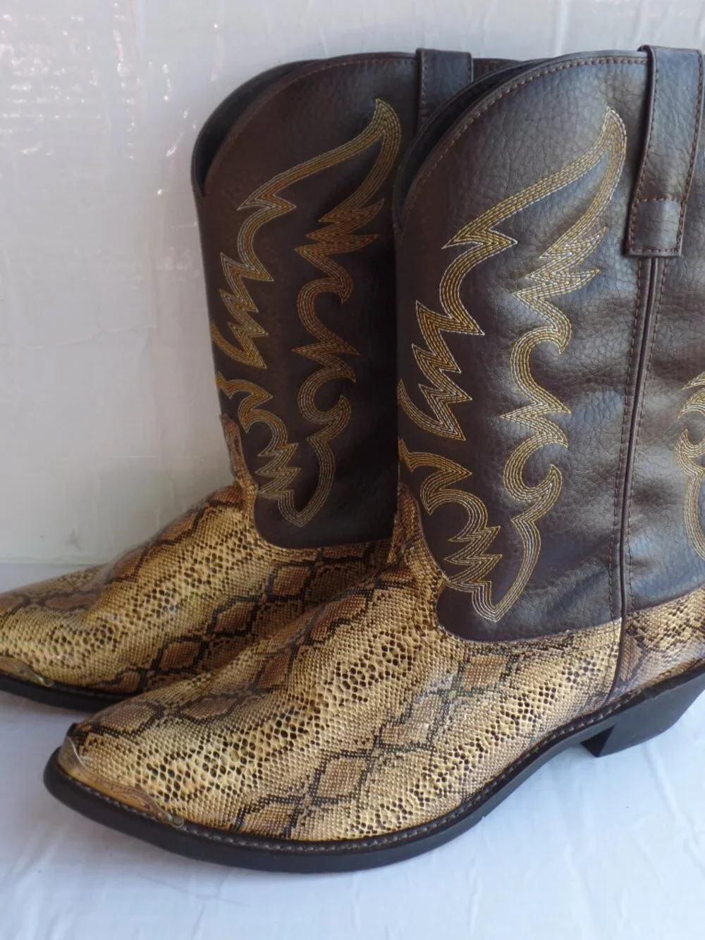Laredo Mens Animal Print Pointed Toe Pull On Casual Boots Mid Calf - sz 15 68068